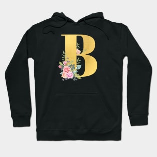 Beautiful gold letter B with flowers Hoodie